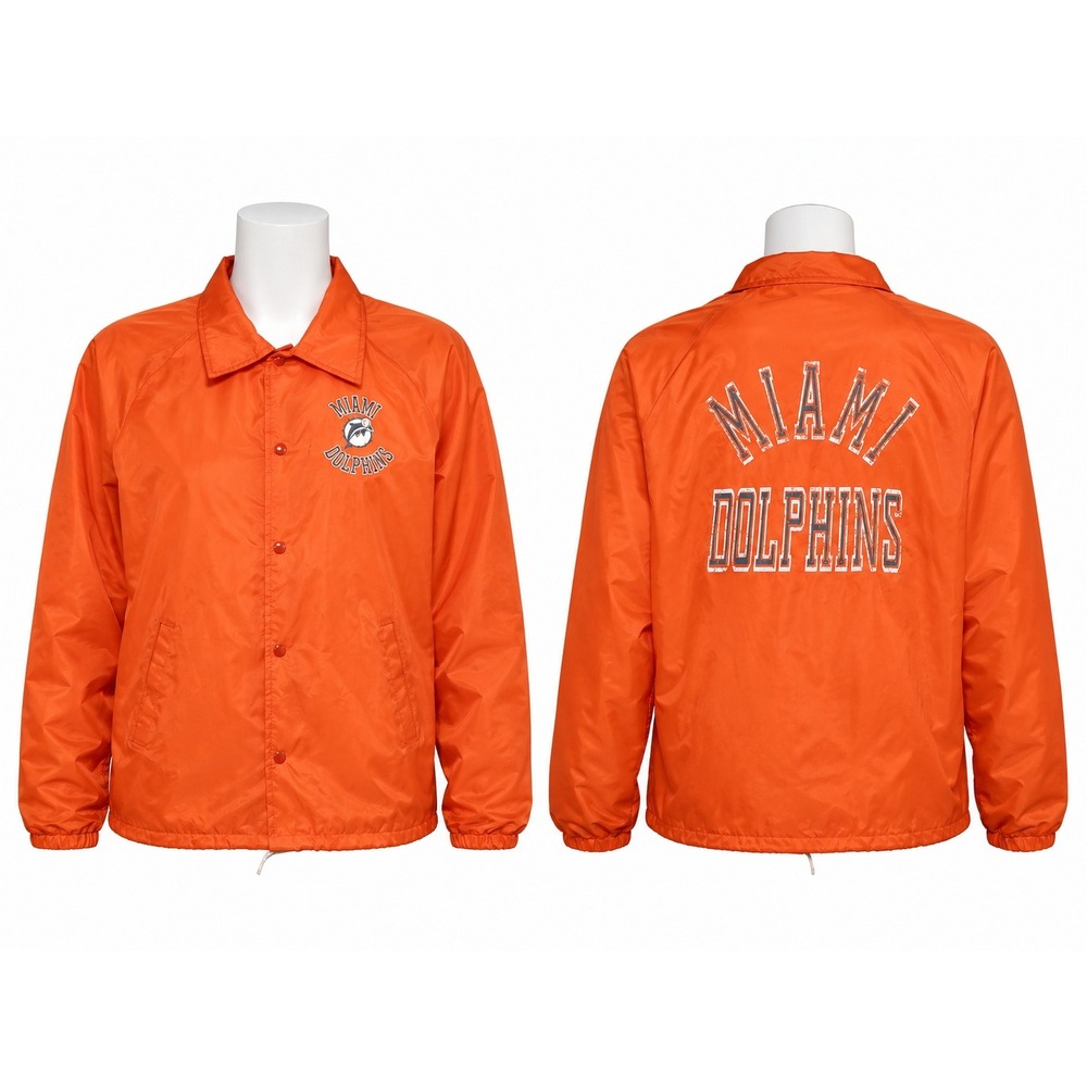 Vintage 80s Chalk Line Miami Dolphins Coaches Jacket Orange Large Made in USA